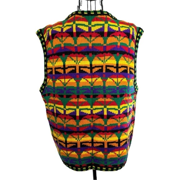 Vintage Hasting & Smith Ethnic Geometric Colorful Acrylic Vest Size Medium - Picture 4 of 11